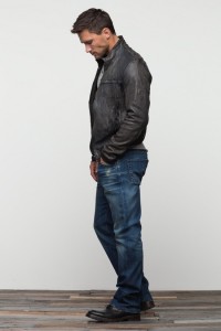 Gray wash leather jacket. A more casual variation of a leather jacket.