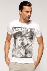Black & white graphic tee. This is a very edgy shirt, the soft print tones down the in-your-face sexual nature a little bit. Wear this when you are in the mood for a night out to get some hot ass.  