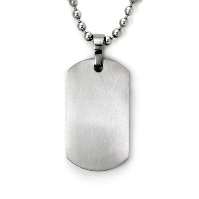 Titanium dog tags. Dog tags are great because they are very versatile, stylish and add to any outfit. Steer clear of the cheap versions, though, because they look cheap and cheesy and that can take away from your outfit. The nicer ones will be a little heavier than the cheap plastic ones. 