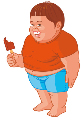 Fatty boy eating ice cream