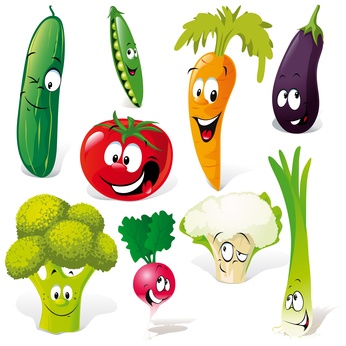 funny vegetable cartoon isolated on white background